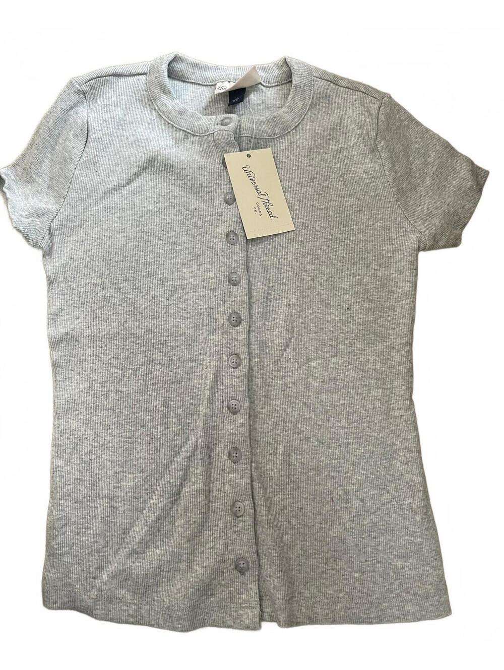 Women's Universal Threads Button Up Top, Gray, Small